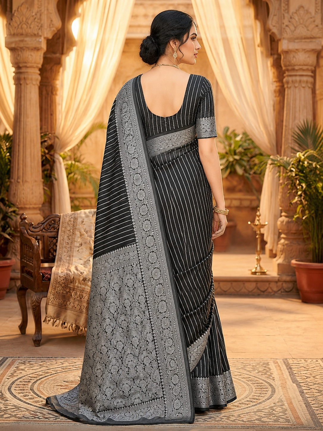 TriVibez Premium 3 Black Saree Combo Set | Soft Silk Designer Sarees | Pack of 3