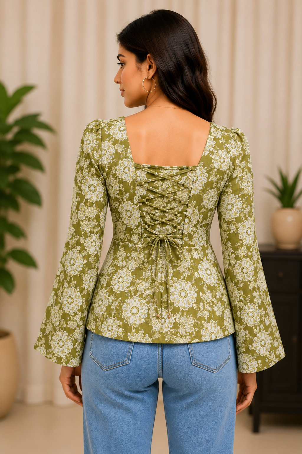 Beans Green Short Kurti