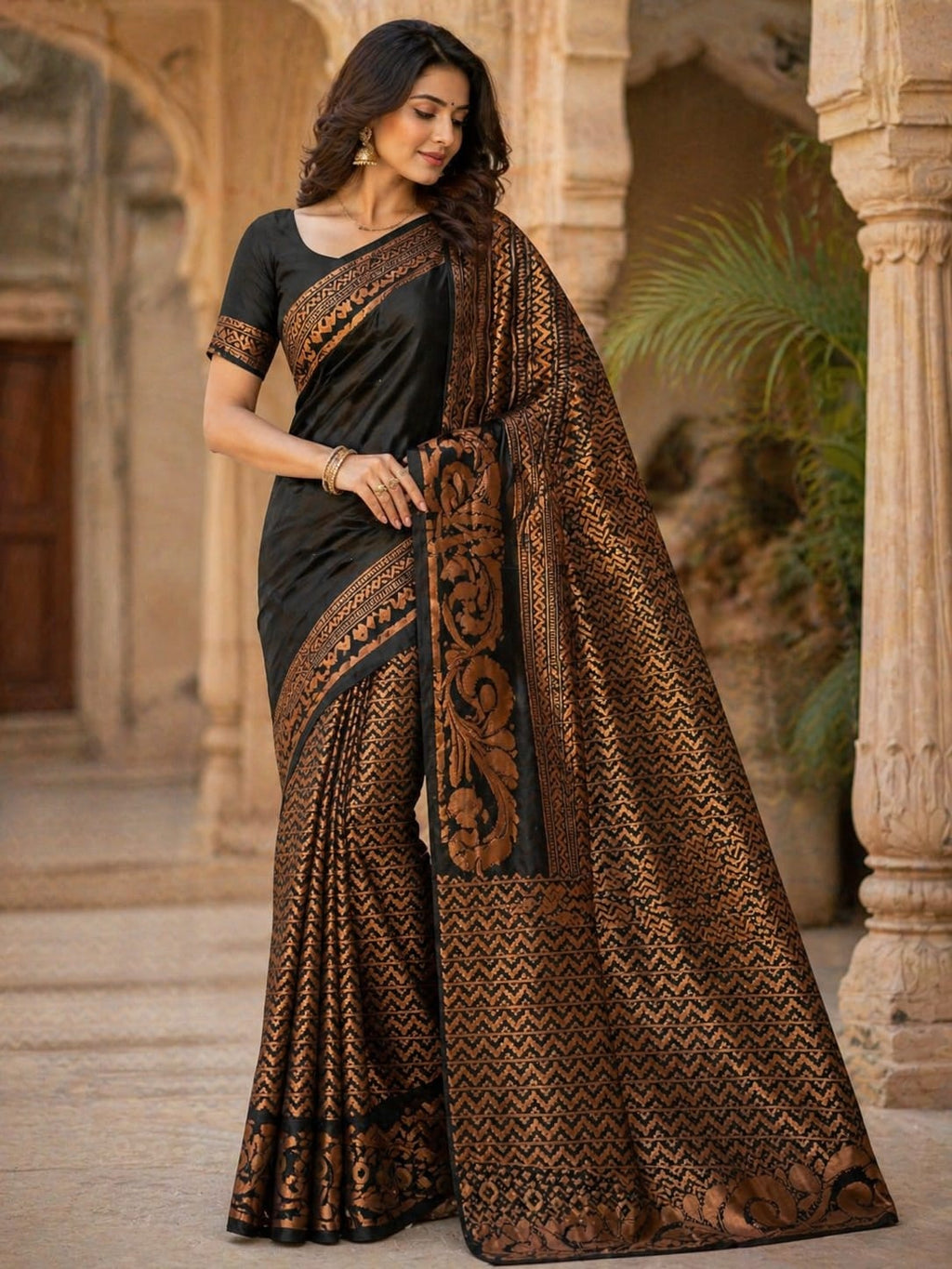 TriVibez Premium 3 Black Saree Combo Set | Soft Silk Designer Sarees | Pack of 3