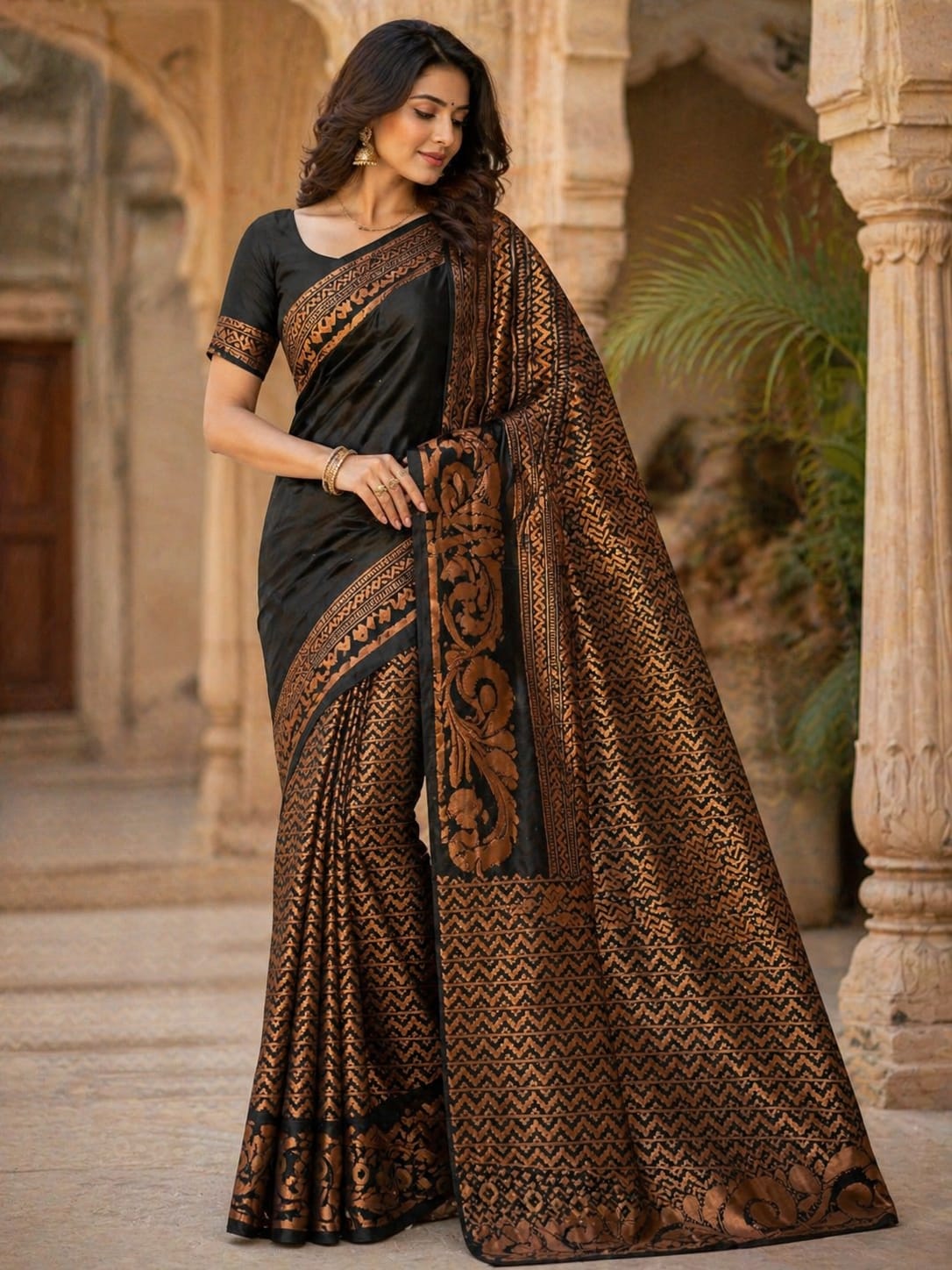 TriVibez Premium 3 Black Saree Combo Set | Soft Silk Designer Sarees | Pack of 3