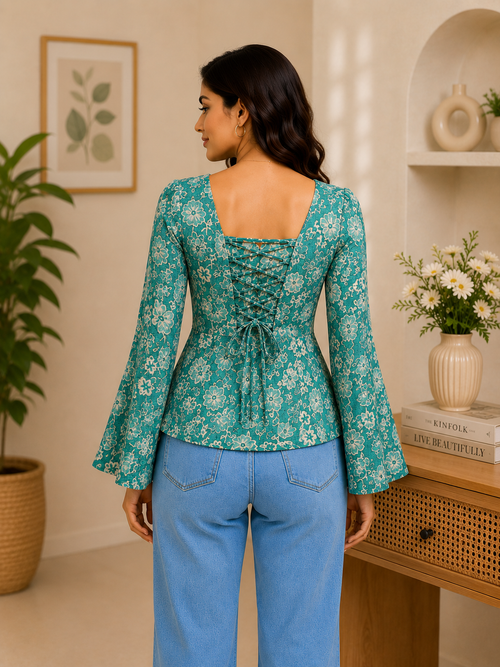 Dark Beans Green Short Kurti