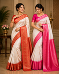 TriVibez Festive Festive Combo - Pack of 2 Elegant Art Silk Sarees with Rich Zari Borders